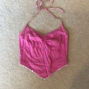 Guess Tops - Pink Paisley Halter Top with Iridescent Sequins Guess Tops - Pink Paisley Halter Top with Iridescent Sequins